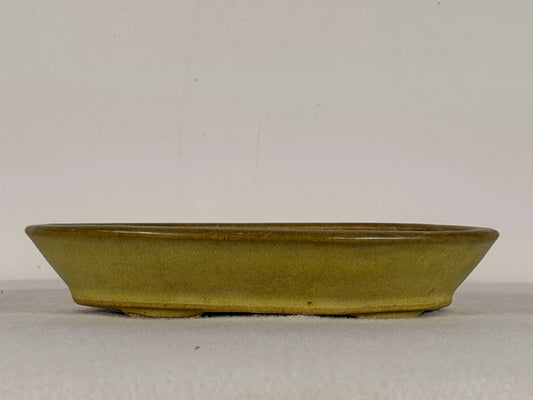 Preowned Japanese Tokoname Glazed Oval Bonsai Pot Hatutori - 6.5” By 5”