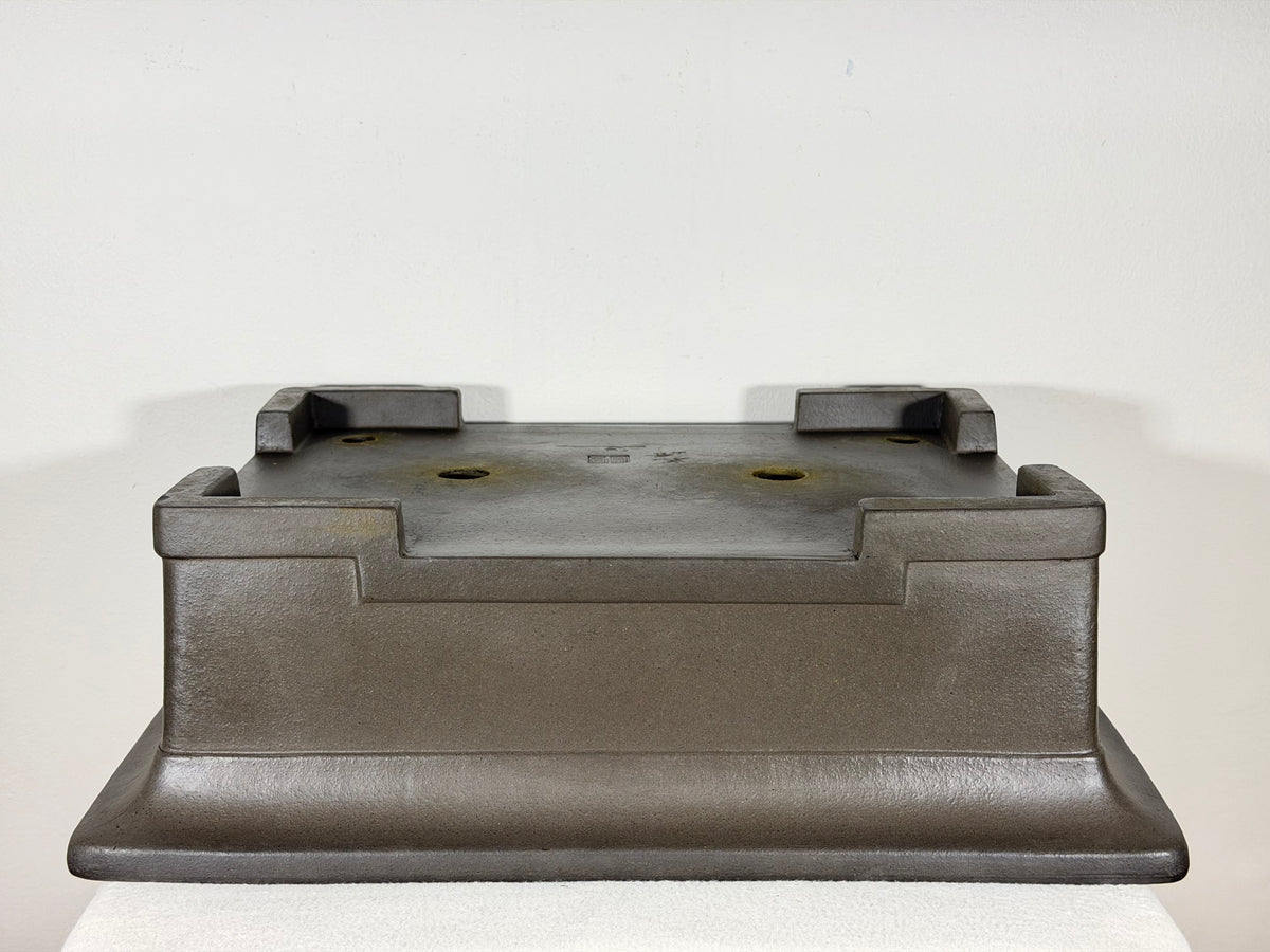 Preowned Japanese Tokoname Unglazed Rectangular Bonsai Pot Reiho - 18” x 14” x 5.75”