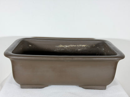 Preowned Vintage Japanese Tokoname Unglazed Rectangular Bonsai Pot Maruhei - 15.5” By 10.25”