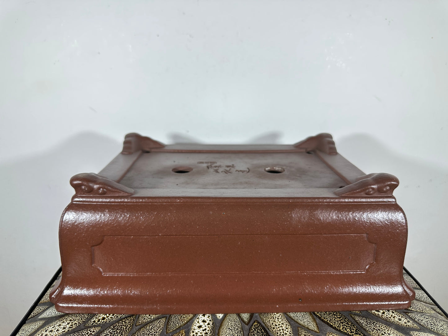 Preowned Japanese Tokoname Unglazed Rectangular Bonsai Pot Yamaaki - 14.75” By 11.25”