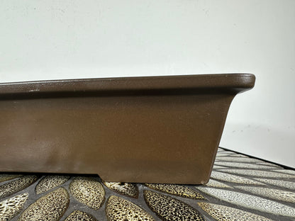 Preowned Japanese Tokoname Unglazed Rectangular Bonsai Pot Sankyou - 3 1/8” By 9 3/8”