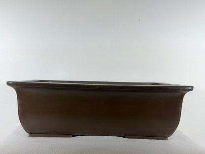 Preowned Japanese Tokoname Unglazed Rectangular Bonsai Pot Yamaaki - 15.5” By 11”