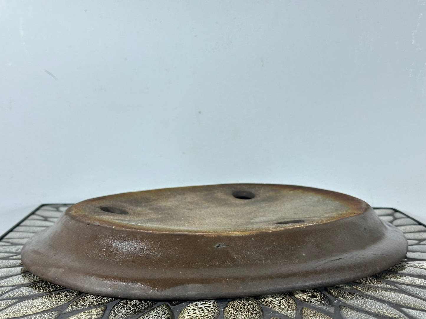 Preowned Japanese Tokoname Unglazed Shallow Oval Bonsai Pot - 13.25” By 10.5”