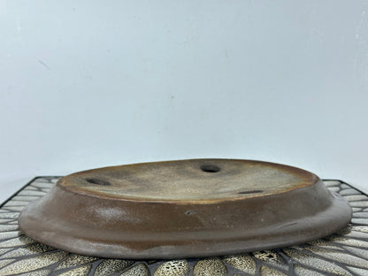 Preowned Japanese Tokoname Unglazed Shallow Oval Bonsai Pot - 13.25” By 10.5”