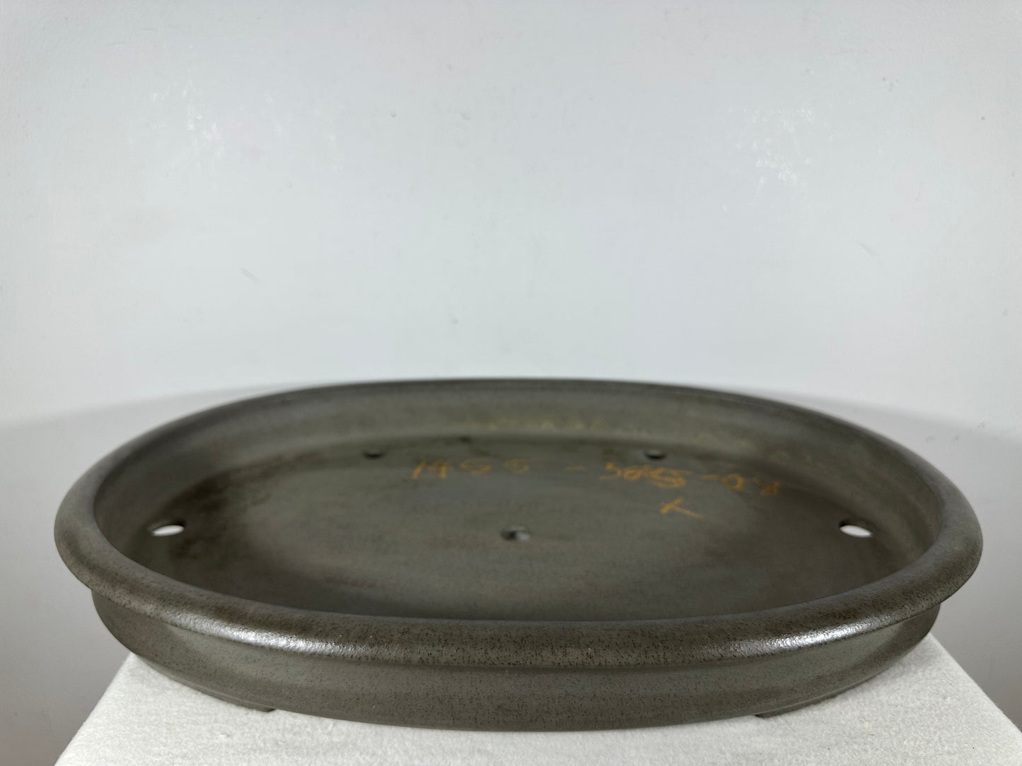 Preowned Japanese Tokoname Unglazed Shallow Oval Bonsai Pot Seizan - 20.5” By 14.5”