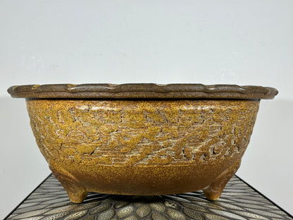 Preowned Vintage Japanese Tokoname Round Bonsai Pot Shigaraki - 18” By 7.25”