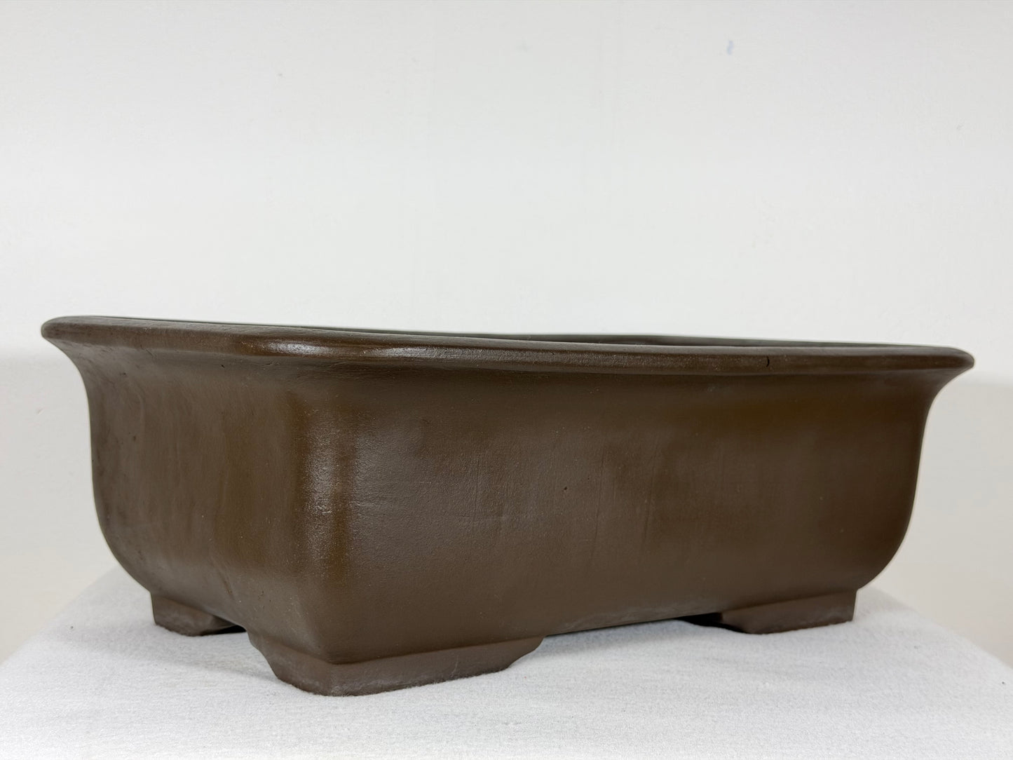Preowned Vintage Japanese Tokoname Unglazed Rectangular Bonsai Pot Maruhei - 15.5” By 10.25”