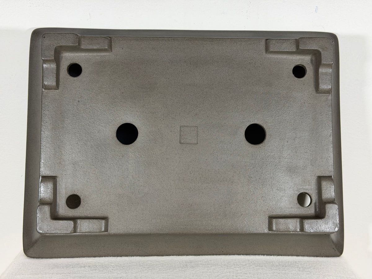 Preowned Japanese Tokoname Unglazed Rectangular Bonsai Pot Gyouzan Nakano - 16.5” x 12” x 4”