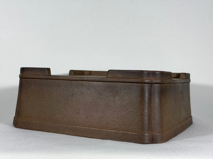 Preowned Japanese Tokoname Unglazed Square Bonsai Pot Sanpo - 11.25” By 4 1/8”