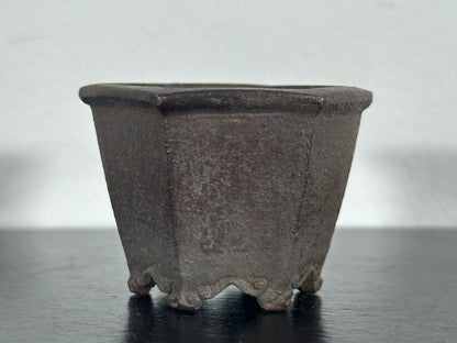 Preowned Vintage Japanese Tokoname Mame Cascade Bonsai Pot Sekishin - 2 1/8” By 1 7/8”