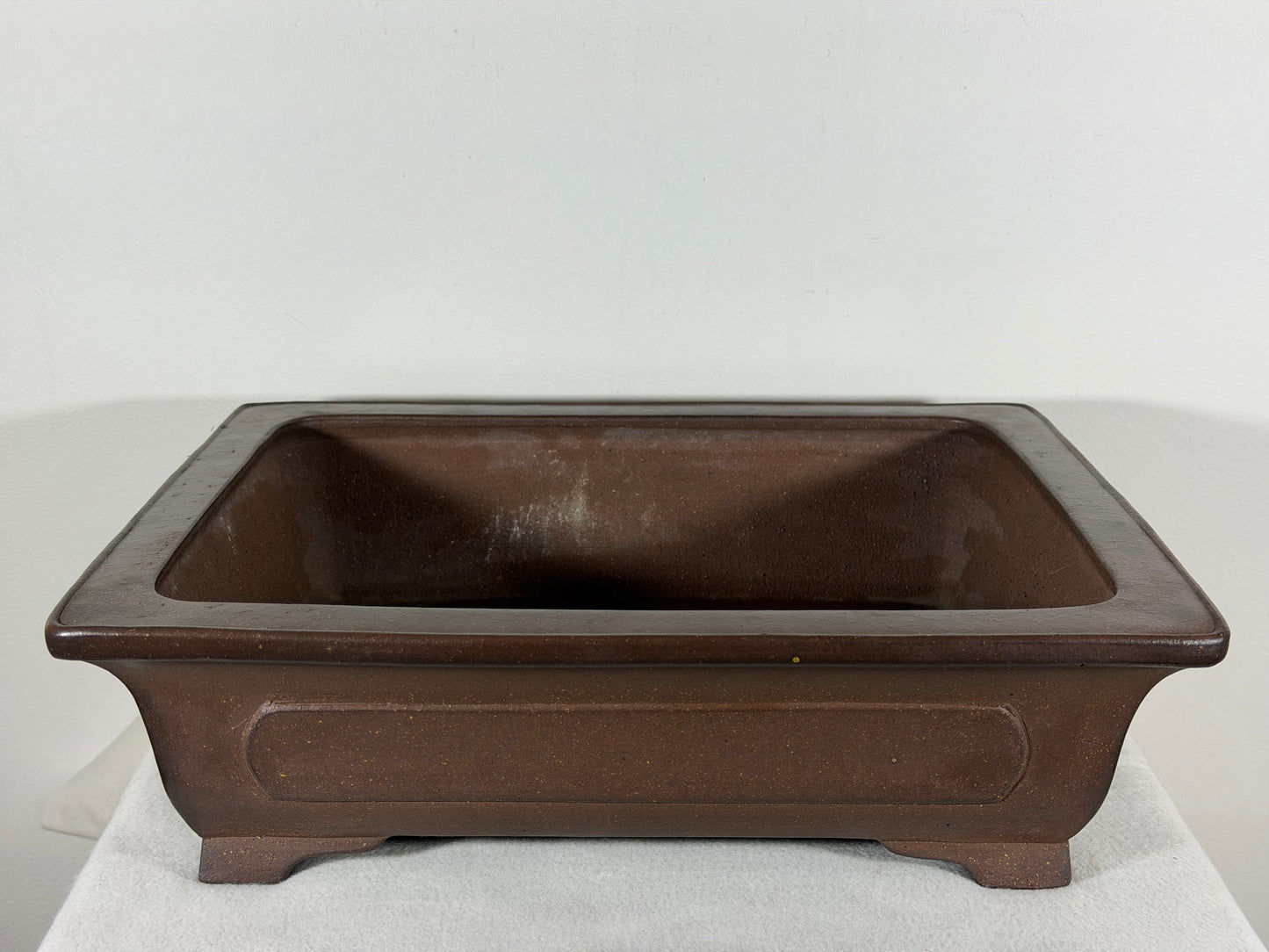 Preowned Japanese Tokoname Unglazed Rectangular Bonsai Pot Itukoudou - 15.75” By 13”