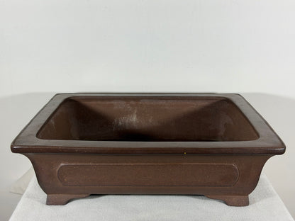 Preowned Japanese Tokoname Unglazed Rectangular Bonsai Pot Itukoudou - 15.75” By 13”