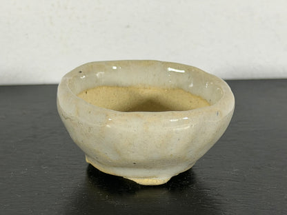 Preowned Japanese Tokoname Glazed Round Bonsai Pot With Stamp - 2” By 1”