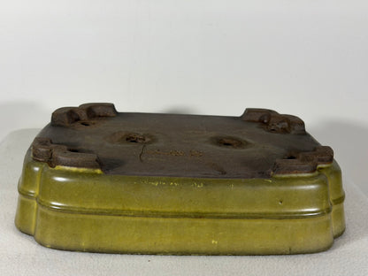 Preowned Japanese Tokoname Glazed Rectangular Bonsai Pot Hatutori - 12” By 9”