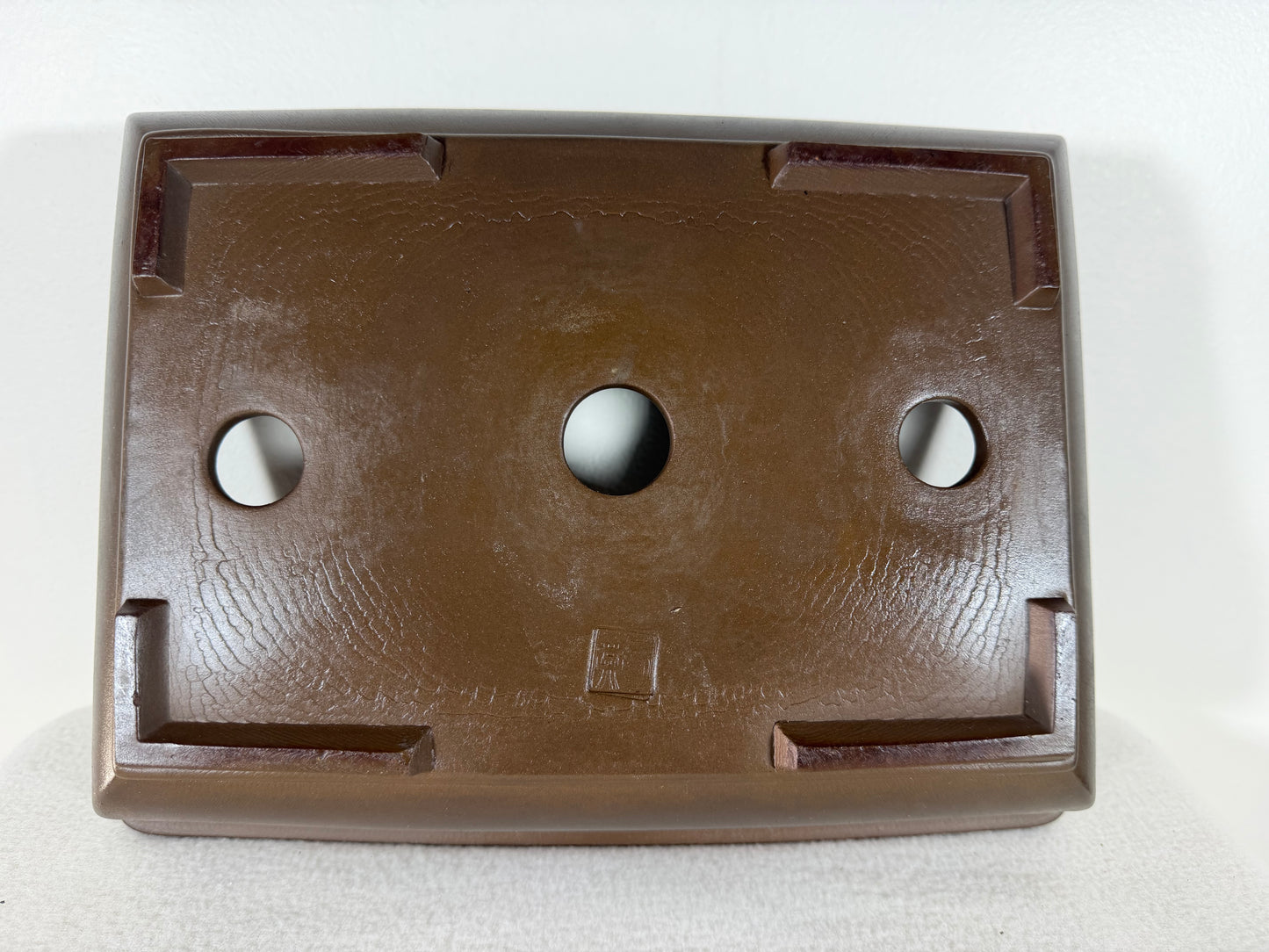 Preowned Japanese Tokoname Unglazed Rectangular Bonsai Pot Sankyou - 12.25” By 9.5”