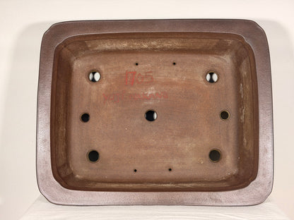 Preowned Japanese Tokoname Unglazed Rectangular Bonsai Pot Yuji Nakano - 16.25” By 13”