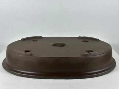 Preowned Japanese Tokoname Unglazed Shallow Oval Bonsai Pot - 13.5” By 10”