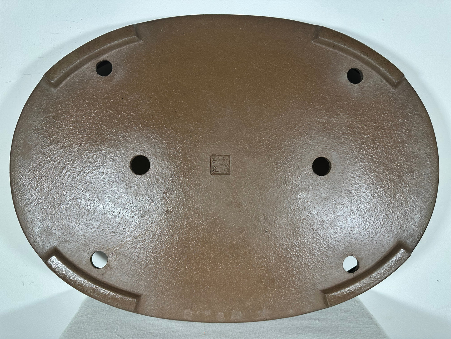 Preowned Japanese Tokoname Unglazed Oval Shallow Bonsai Pot Seizan - 22.5” By 16.25”
