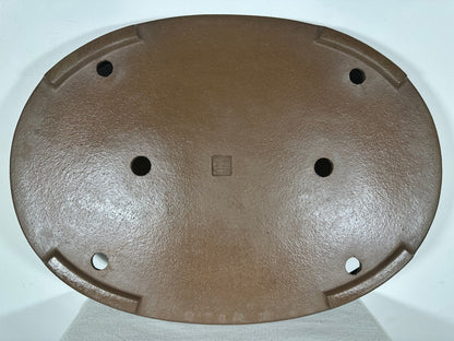 Preowned Japanese Tokoname Unglazed Oval Shallow Bonsai Pot Seizan - 22.5” By 16.25”
