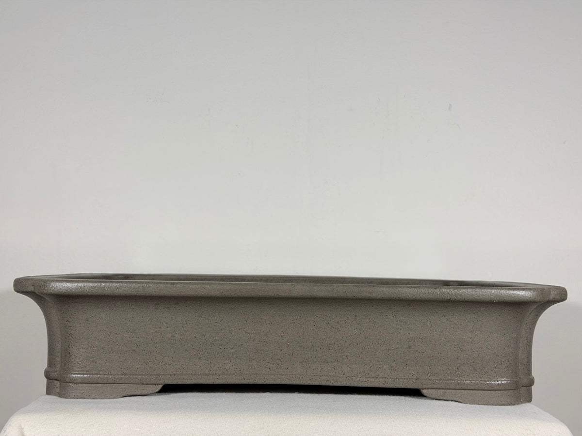 Preowned Japanese Tokoname Unglazed Rectangular Bonsai Pot Keizan - 19” x 14.25” x 4”
