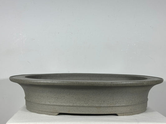 Preowned Japanese Tokoname Unglazed Oval  Bonsai Pot Seizan - 19” By 16”