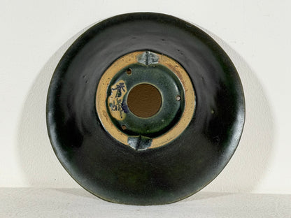 Preowned Japanese Tokoname Glazed Round Bonsai Pot Syuhou Yoshimura - 7.75” By 2”