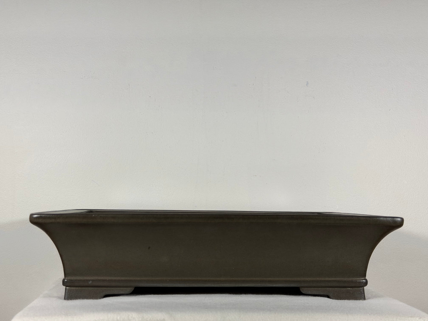 Preowned Japanese Tokoname Unglazed Rectangular Bonsai Pot Gyouzan Nakano - 16.5” By 12”