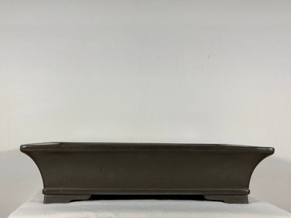 Preowned Japanese Tokoname Unglazed Rectangular Bonsai Pot Gyouzan Nakano - 16.5” By 12”