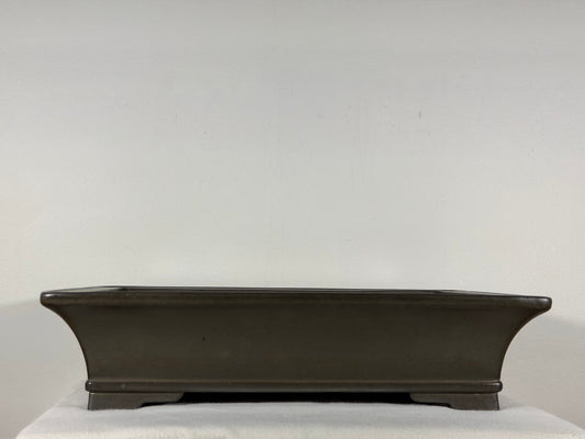 Preowned Japanese Tokoname Unglazed Rectangular Bonsai Pot Gyouzan Nakano - 16.5” By 12”