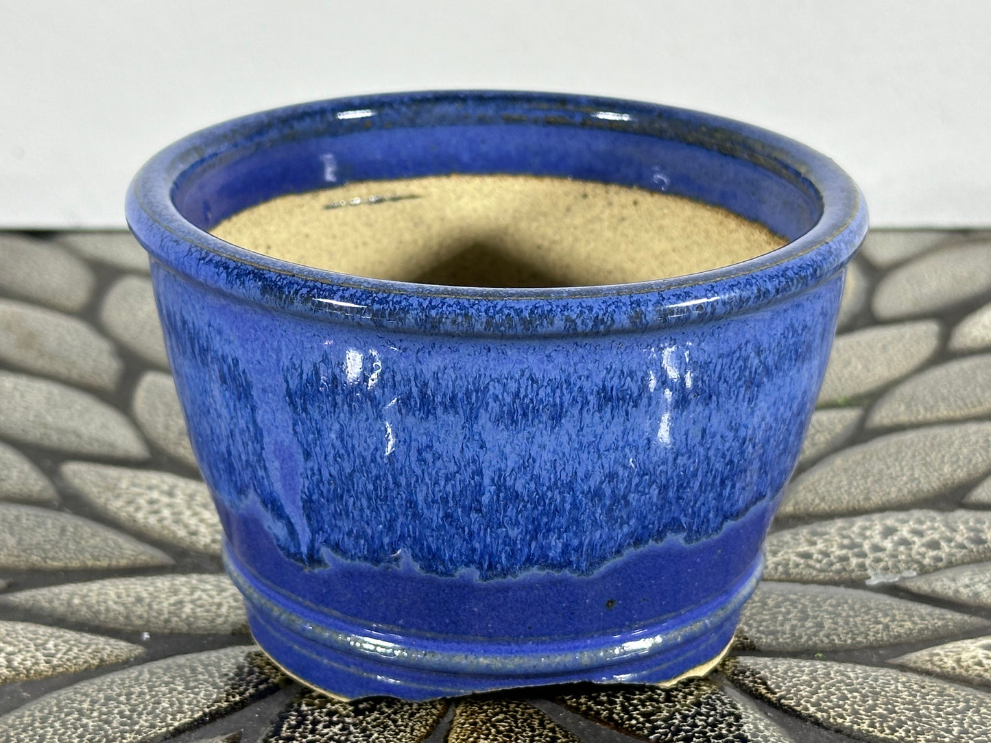 New Japanese Tokoname Round Glazed Bonsai Pot Katu - 4 3/8” By 2.75”