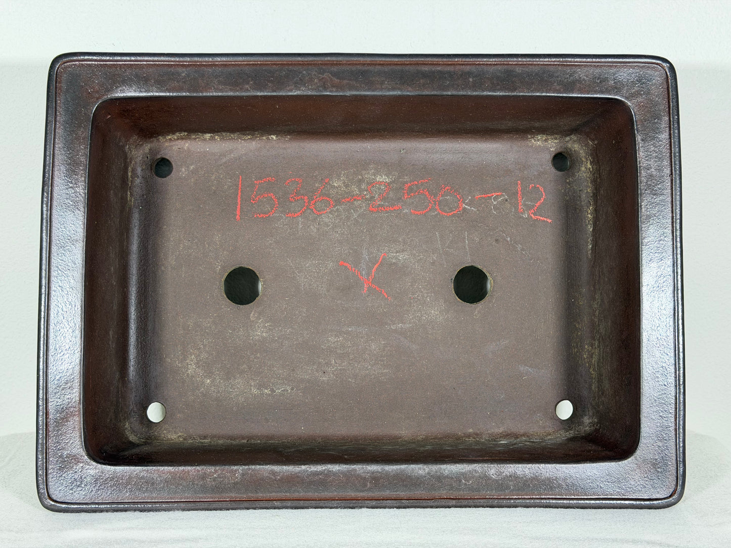 Preowned Japanese Tokoname Unglazed Rectangular Bonsai Pot Yamaaki - 12.5” By 9”