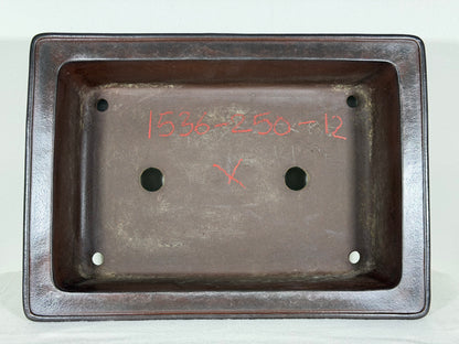 Preowned Japanese Tokoname Unglazed Rectangular Bonsai Pot Yamaaki - 12.5” By 9”