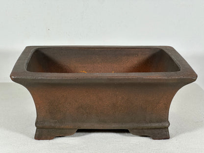 Preowned Japanese Tokoname Rectangular Bonsai Pot Zennigou - 9.75” By 7.25”