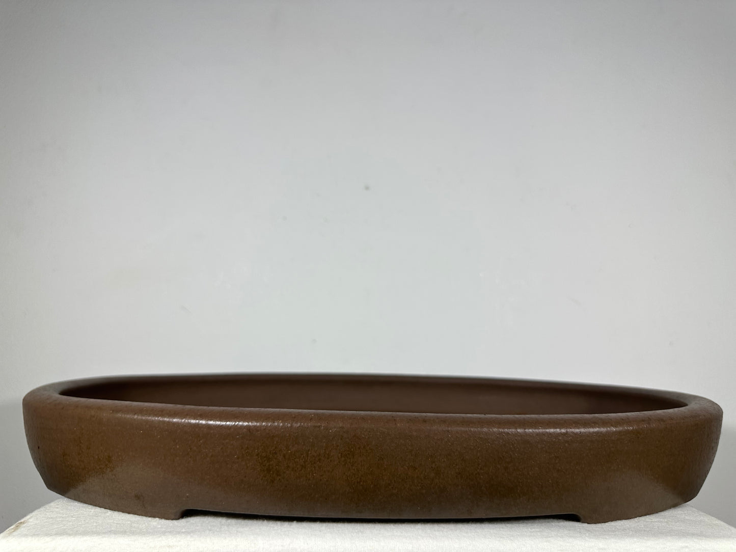 Preowned Japanese Tokoname Unglazed Oval Shallow Bonsai Pot Seizan - 22.5” By 16.25”
