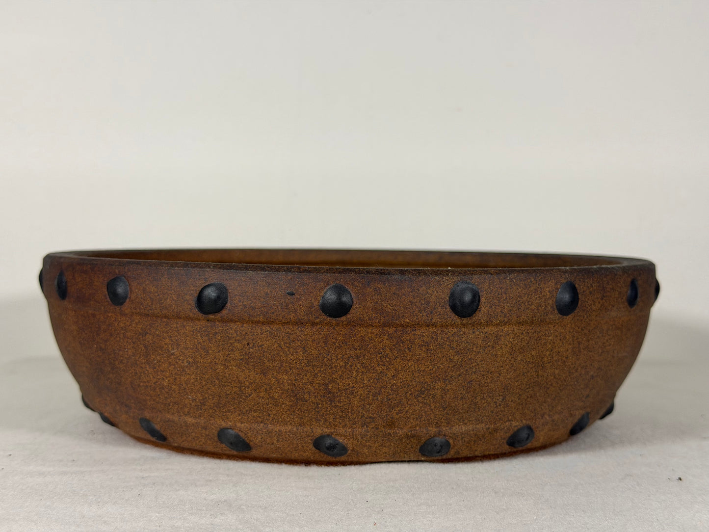 Preowned Japanese Tokoname Unglazed Drum Style Bonsai Pot - 10” By 2.75”