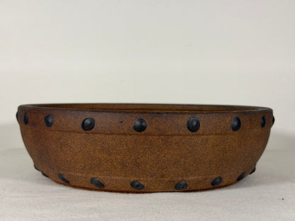 Preowned Japanese Tokoname Unglazed Drum Style Bonsai Pot - 10” By 2.75”