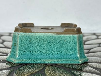 Preowned Japanese Tokoname Glazed Rectangular Bonsai Pot - 3.5” By 2.75”