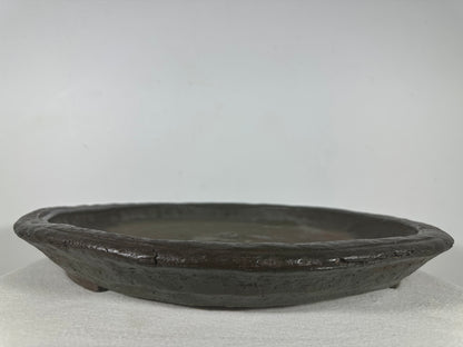 Preowned Japanese Tokoname Unglazed Round Shallow Bonsai Pot Syousen - 17.25” By 2.25”