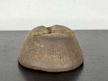 Preowned Vintage Japanese Tokoname Unglazed Round Bonsai Pot Machinao - 2” By 1”