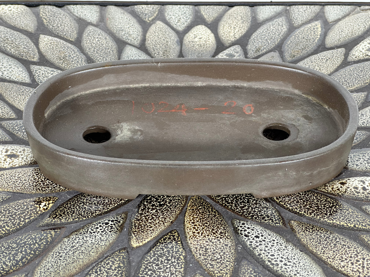 Preowned Japanese Tokoname Unglazed Oval Bonsai Pot - 7.25” By 4 3/8”