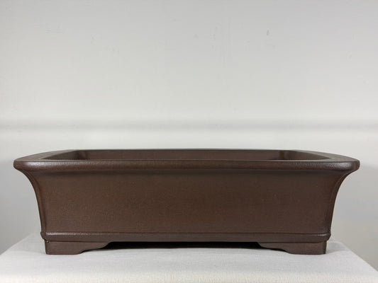 Preowned Japanese Tokoname Unglazed Rectangular Bonsai Pot Yuji Nakano - 16.25” By 13”
