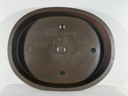 Preowned Japanese Tokoname Unglazed Shallow Oval Bonsai Pot - 14.75” By 11.75”