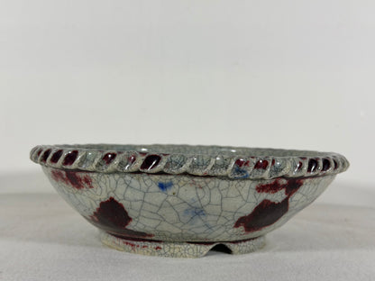 Preowned Japanese Tokoname Glazed Round Bonsai Pot Bunzan - 8.75” By 2 5/8”