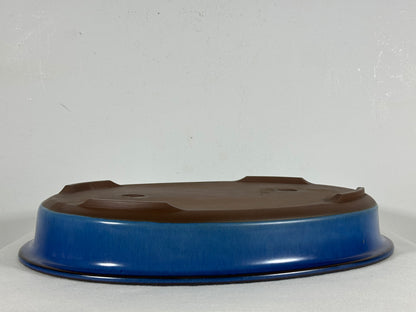 Preowned Japanese Tokoname Glazed Oval Shallow Bonsai Pot - 14.5” By 11”