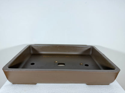 Preowned Japanese Tokoname Unglazed Rectangular Bonsai Pot Ogawa - 15.75” By 11”
