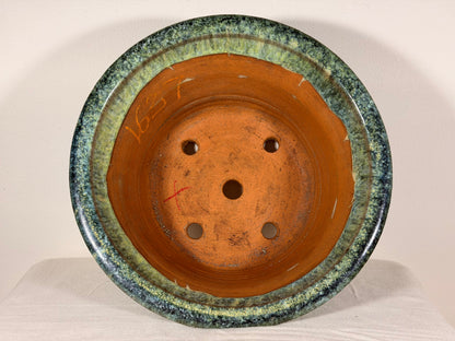 Preowned Japanese Tokoname Glazed Round Bonsai Pot Syuhou Yoshimura - 11.5” By 6”