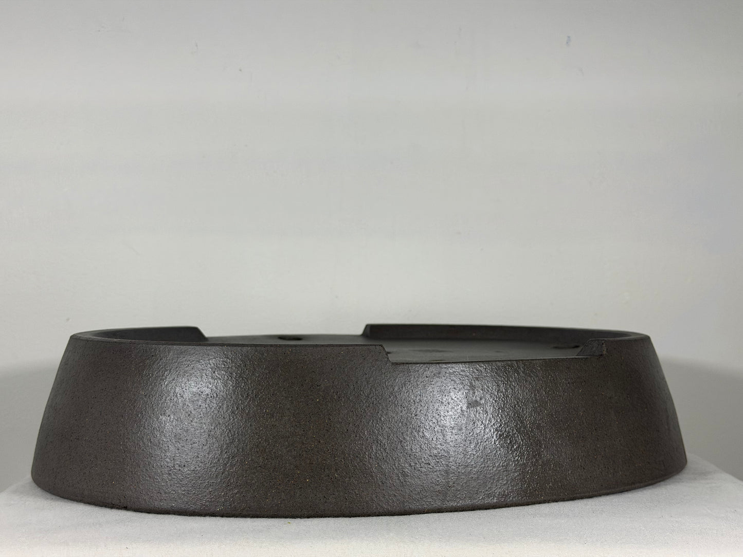 Preowned Japanese Tokoname Unglazed Oval Bonsai Pot Keizan - 16.25” By 12.75”