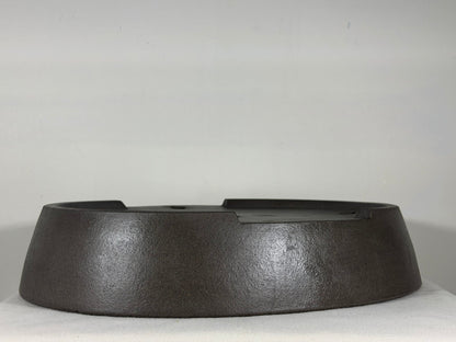 Preowned Japanese Tokoname Unglazed Oval Bonsai Pot Keizan - 16.25” By 12.75”