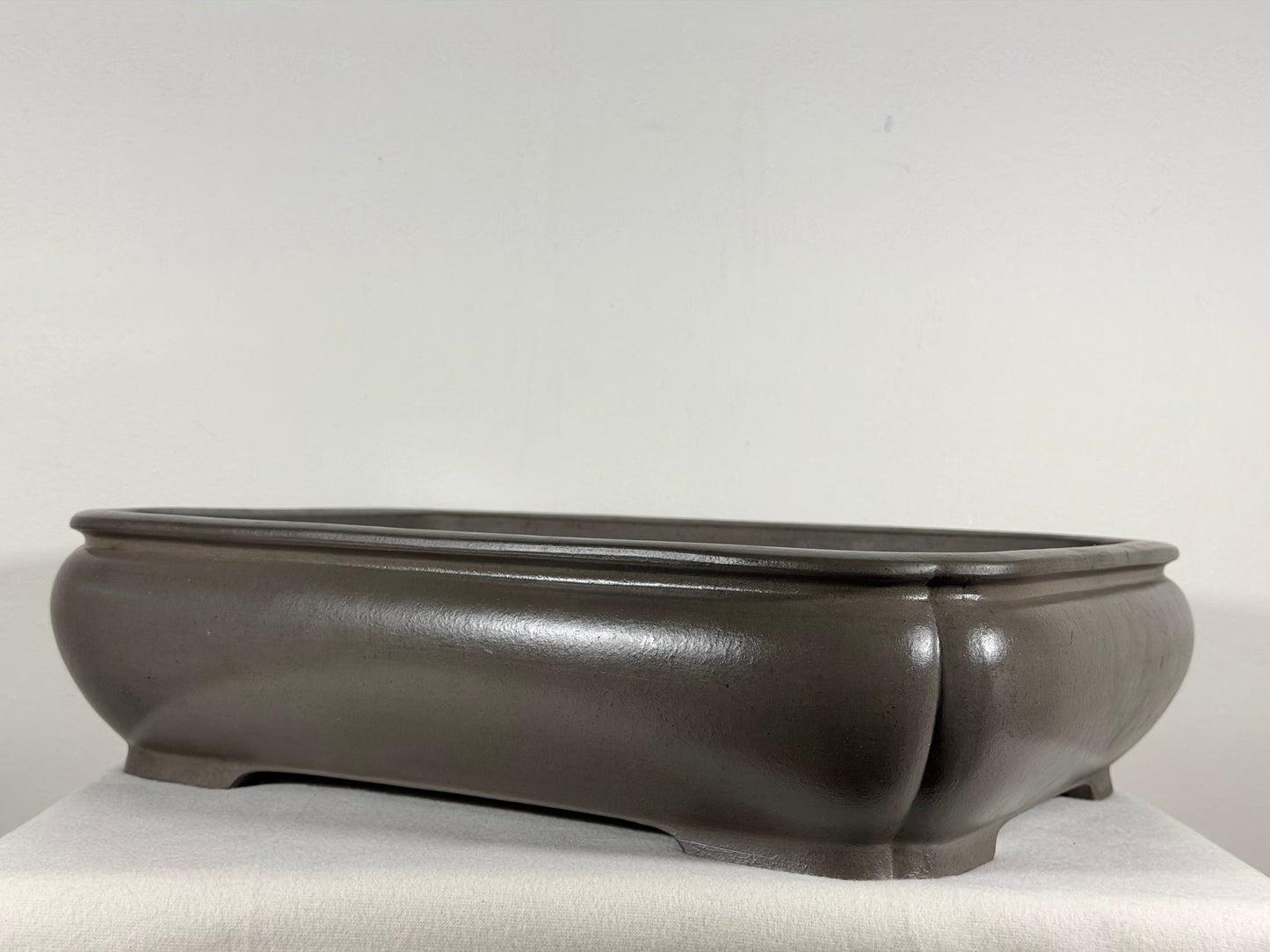 Preowned Japanese Tokoname Unglazed Rectangular Bonsai Pot Tousyou - 16” By 12.5”