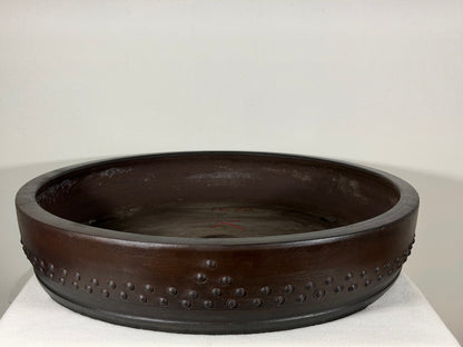 Preowned Japanese Tokoname Unglazed Drum Style  Bonsai Pot Touyou - 18” By 3 5/8”